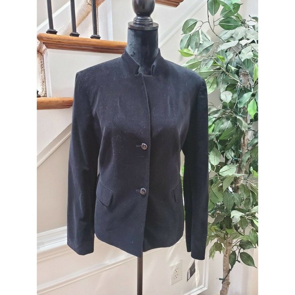 Jones NewYork Women's Black Cotton Two Buttons Single Breasted Blazer Size 12 - Picture 1 of 12